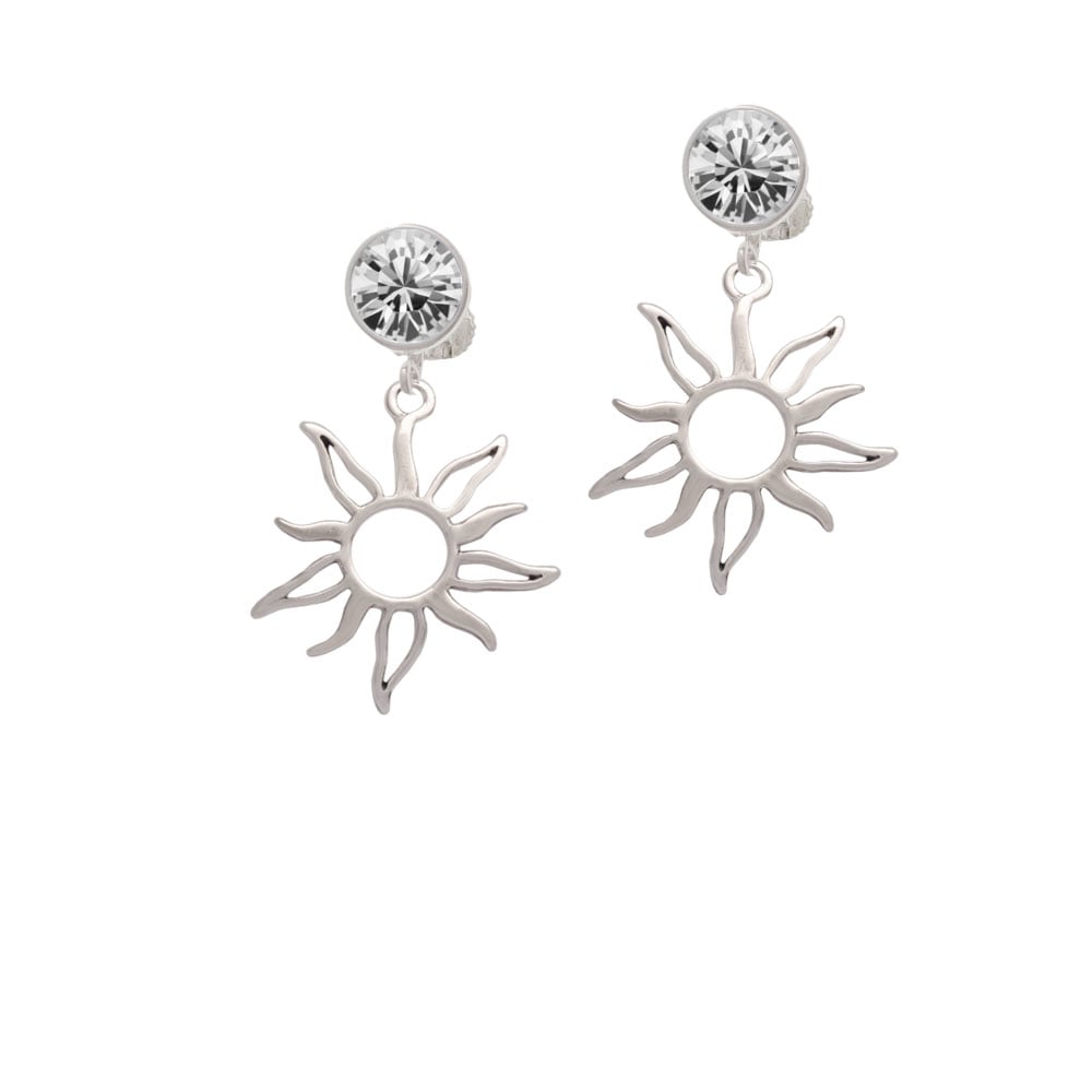 Open Design Sun Crystal Clip On Earrings Image 1