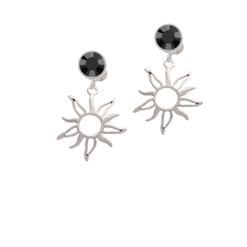 Open Design Sun Crystal Clip On Earrings Image 3