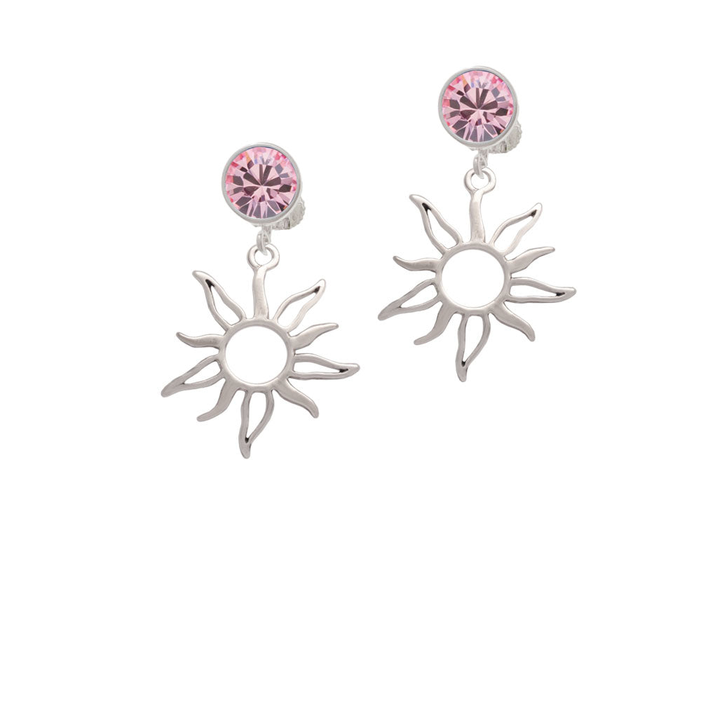 Open Design Sun Crystal Clip On Earrings Image 4