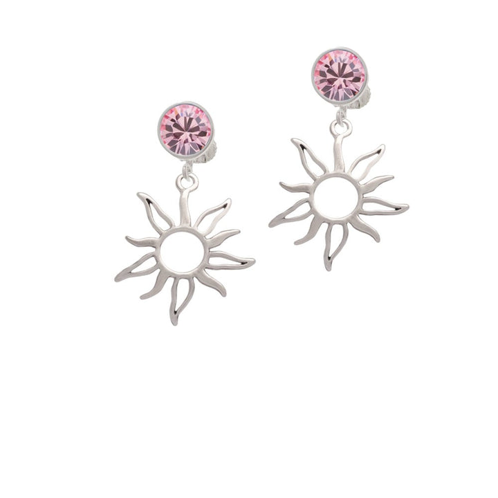 Open Design Sun Crystal Clip On Earrings Image 1