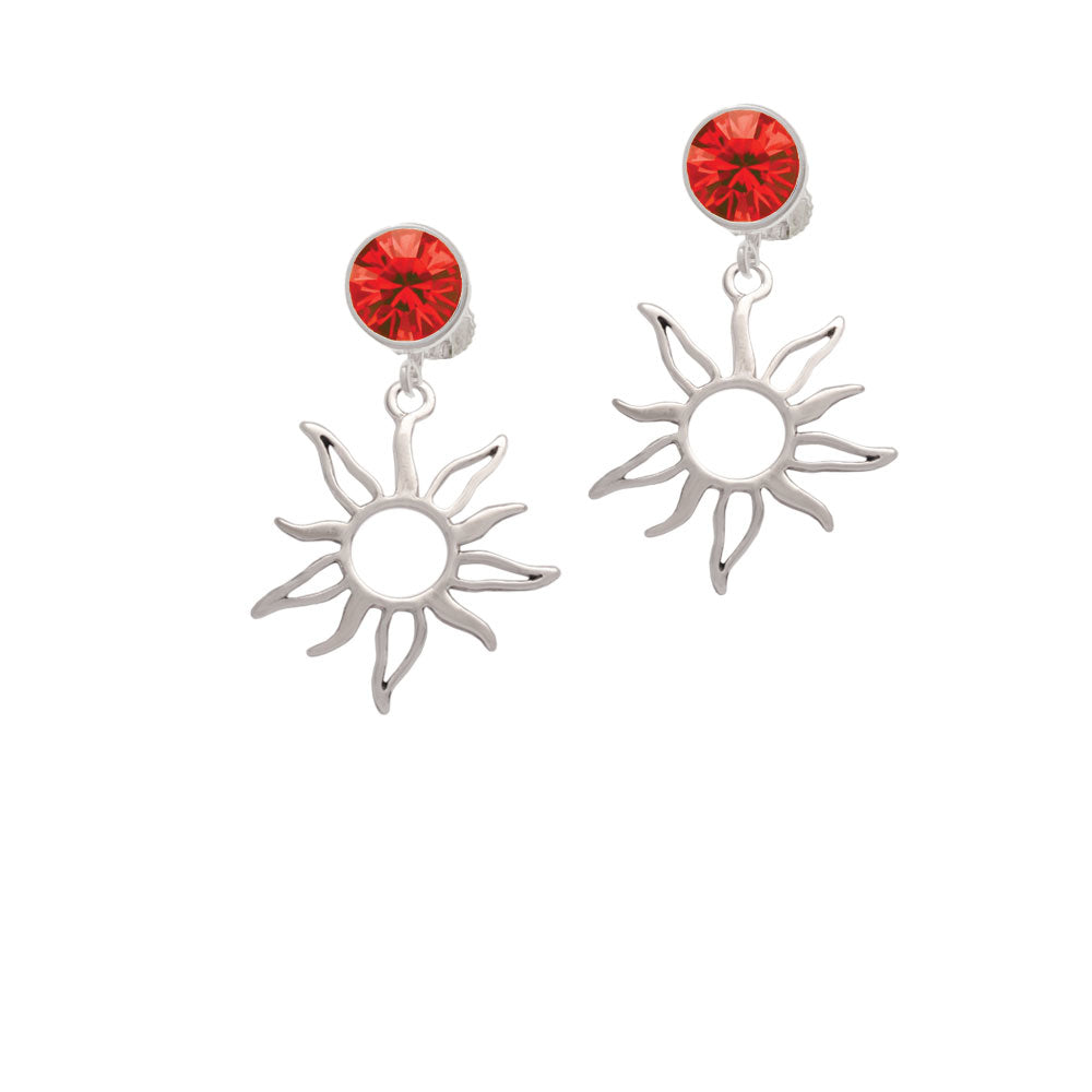 Open Design Sun Crystal Clip On Earrings Image 4