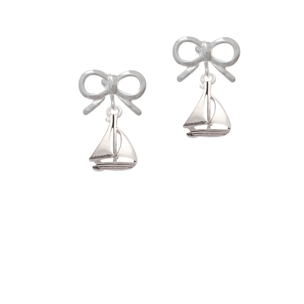 Antiqued Sailboat Crystal Clip On Earrings Image 9