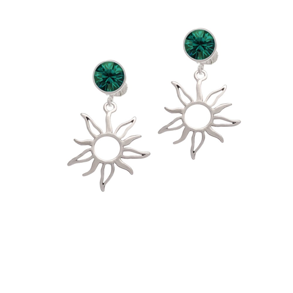 Open Design Sun Crystal Clip On Earrings Image 6