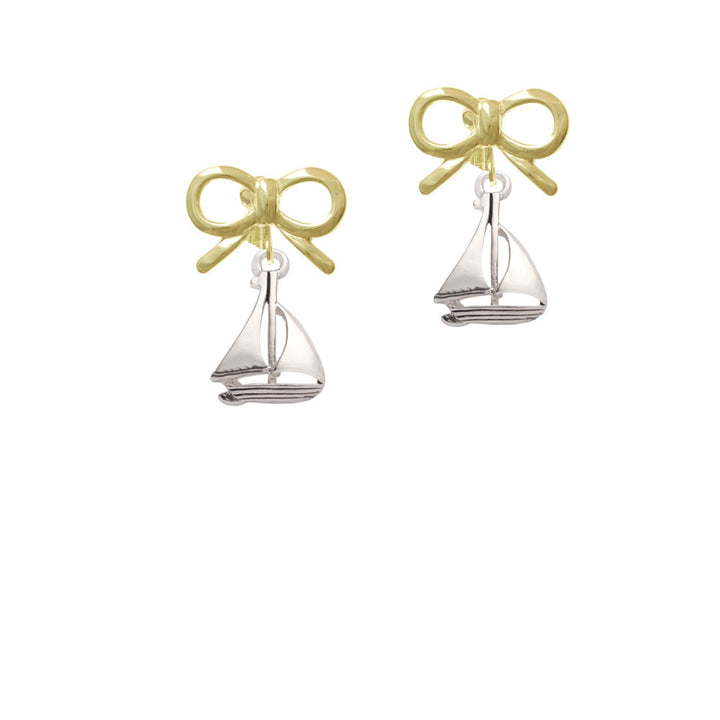 Antiqued Sailboat Crystal Clip On Earrings Image 10