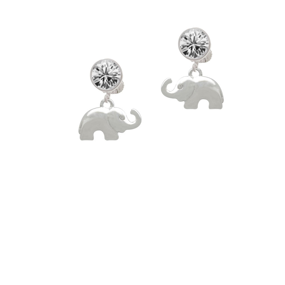 Elephant with Crystal Eyes Crystal Clip On Earrings Image 2