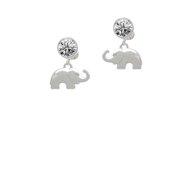 Elephant with Crystal Eyes Crystal Clip On Earrings Image 1