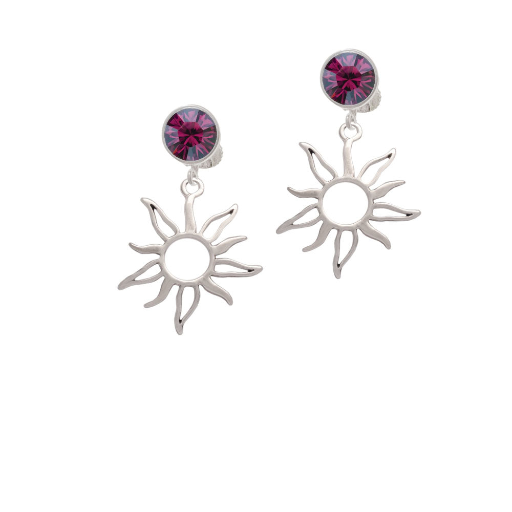 Open Design Sun Crystal Clip On Earrings Image 8