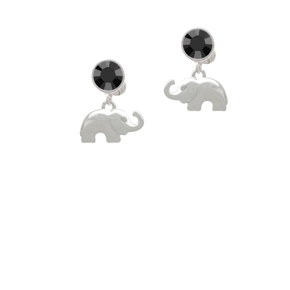 Elephant with Crystal Eyes Crystal Clip On Earrings Image 1