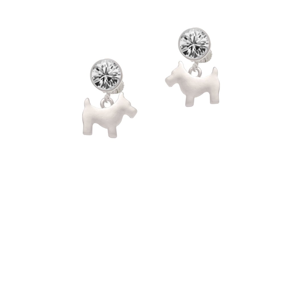 Flat Scottie Dog Crystal Clip On Earrings Image 2