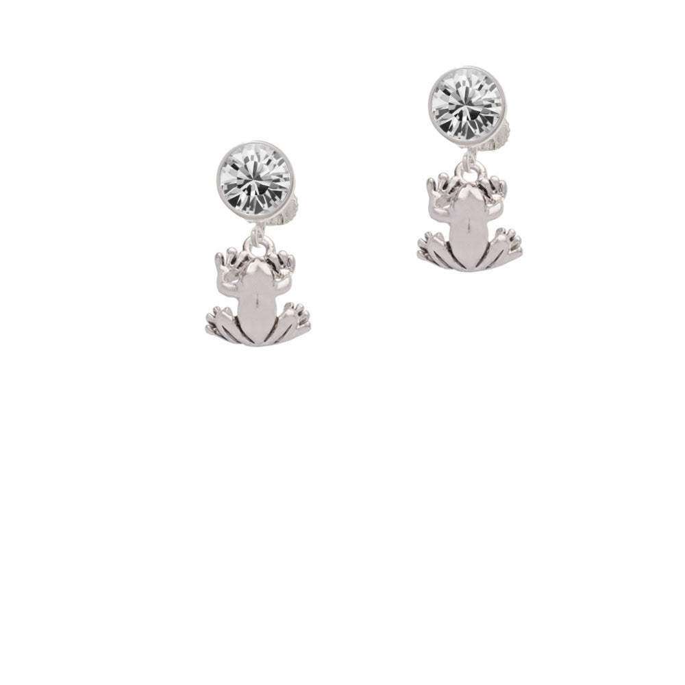 Small Frog Crystal Clip On Earrings Image 2