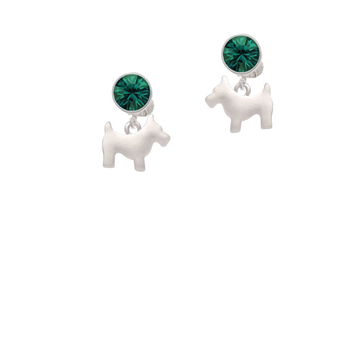 Flat Scottie Dog Crystal Clip On Earrings Image 1