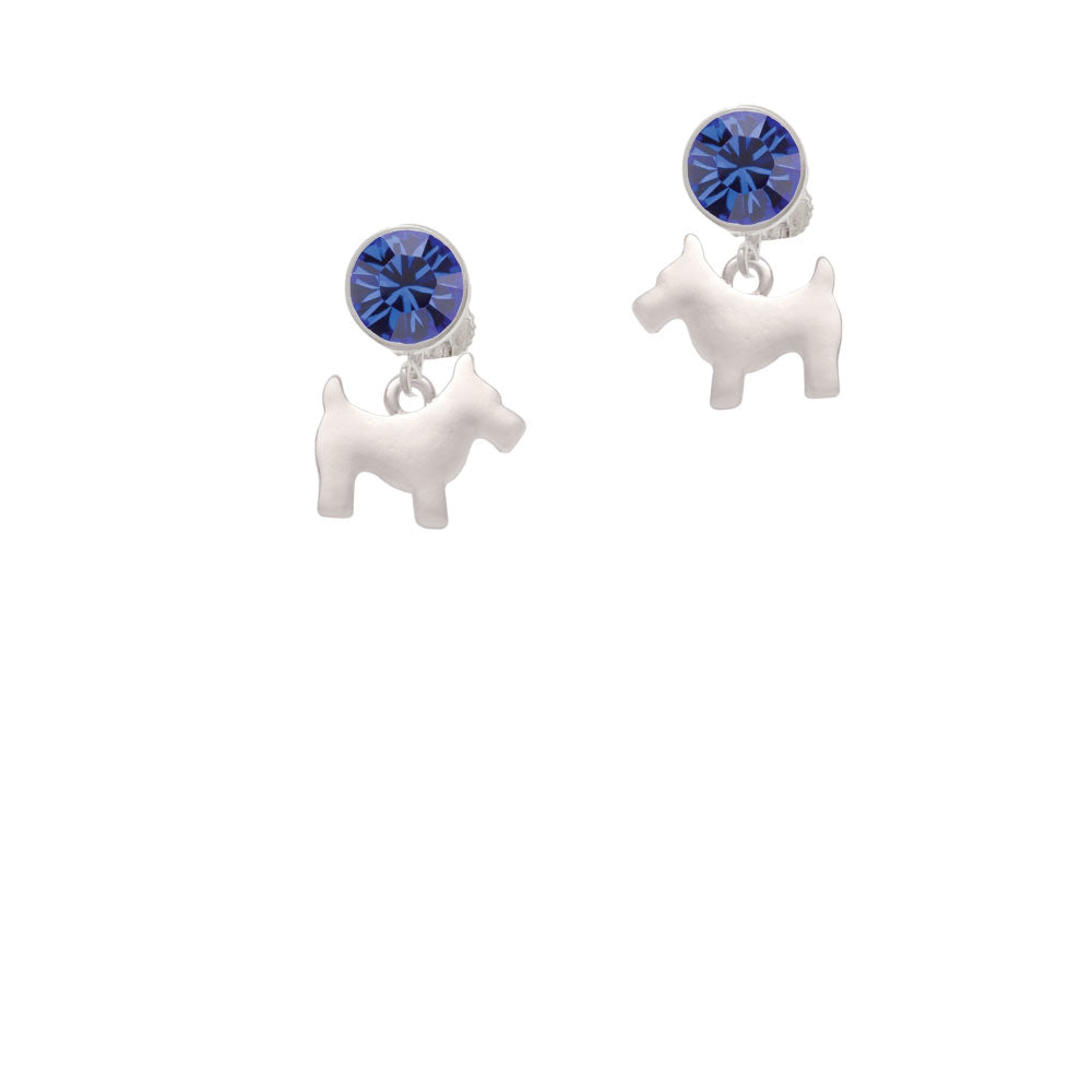 Flat Scottie Dog Crystal Clip On Earrings Image 7