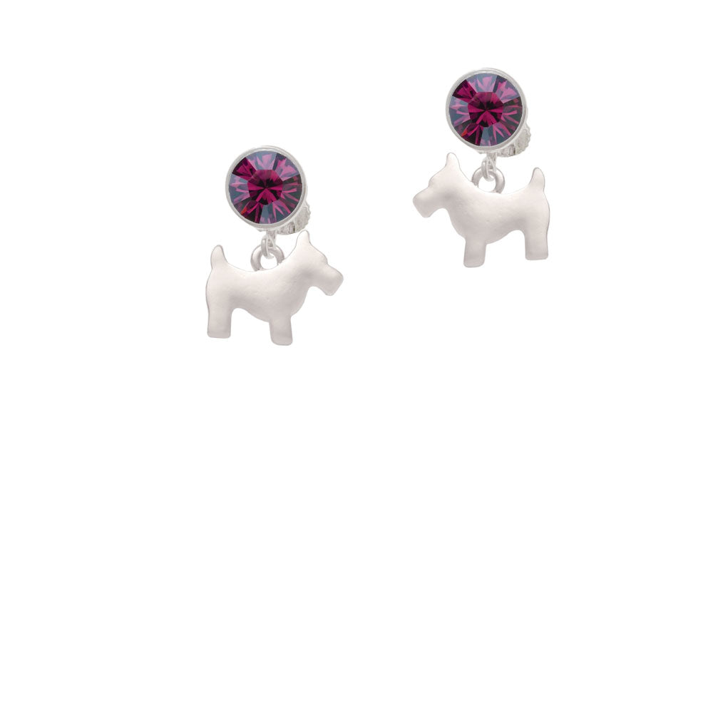 Flat Scottie Dog Crystal Clip On Earrings Image 8