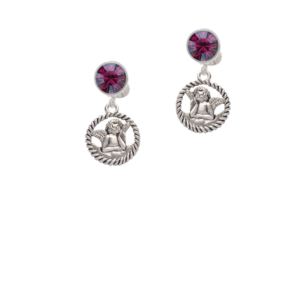 Raphael Angel in Rope Wreath Crystal Clip On Earrings Image 8