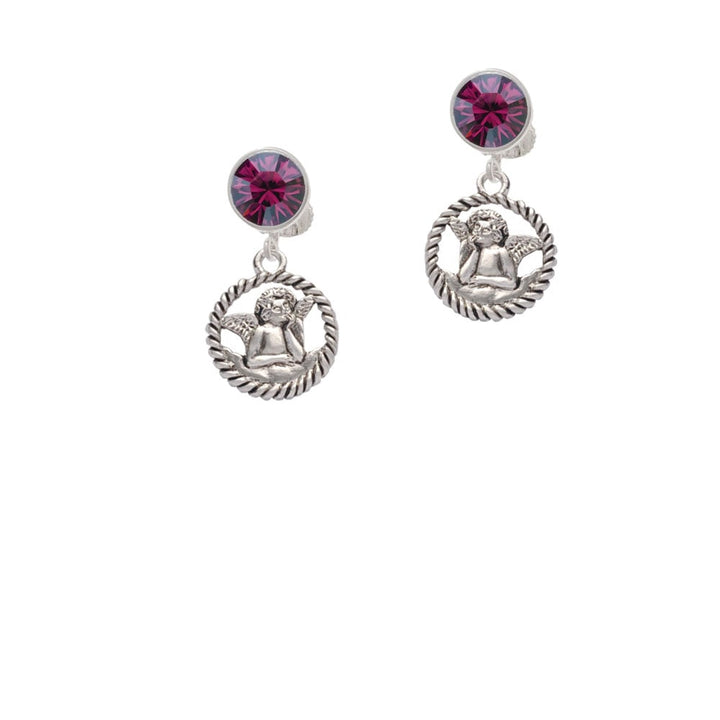 Raphael Angel in Rope Wreath Crystal Clip On Earrings Image 1