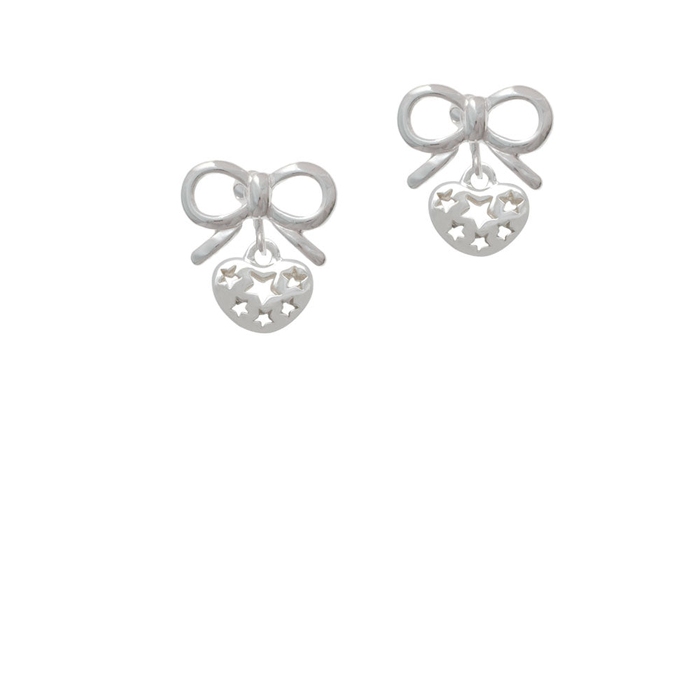 Small Heart with Cut Out Stars Crystal Clip On Earrings Image 9