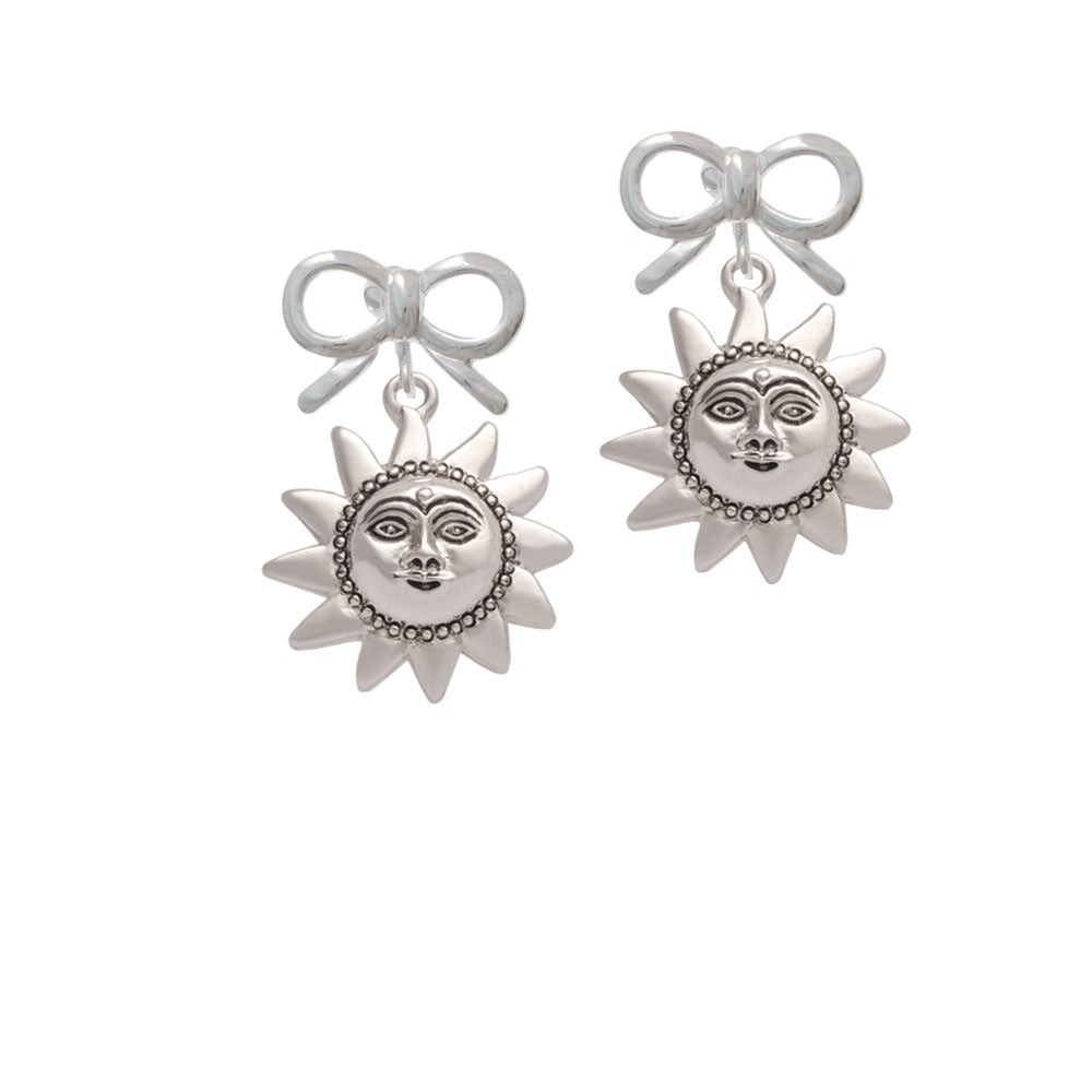 Medium Sun Face with Beaded Edging Crystal Clip On Earrings Image 9