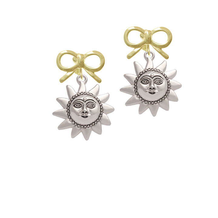 Medium Sun Face with Beaded Edging Crystal Clip On Earrings Image 10