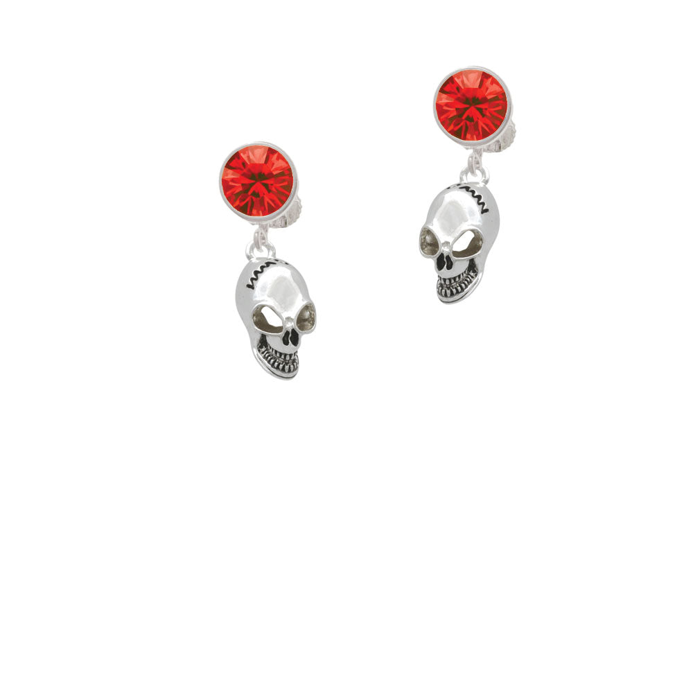 Large Skull Crystal Clip On Earrings Image 4