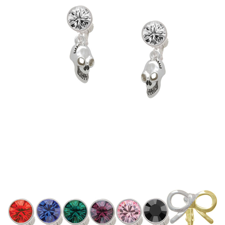 Medium Skull Crystal Clip On Earrings Image 1