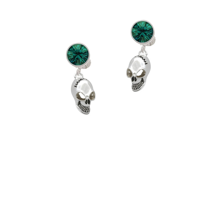 Large Skull Crystal Clip On Earrings Image 6