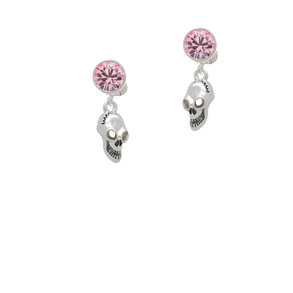 Medium Skull Crystal Clip On Earrings Image 4