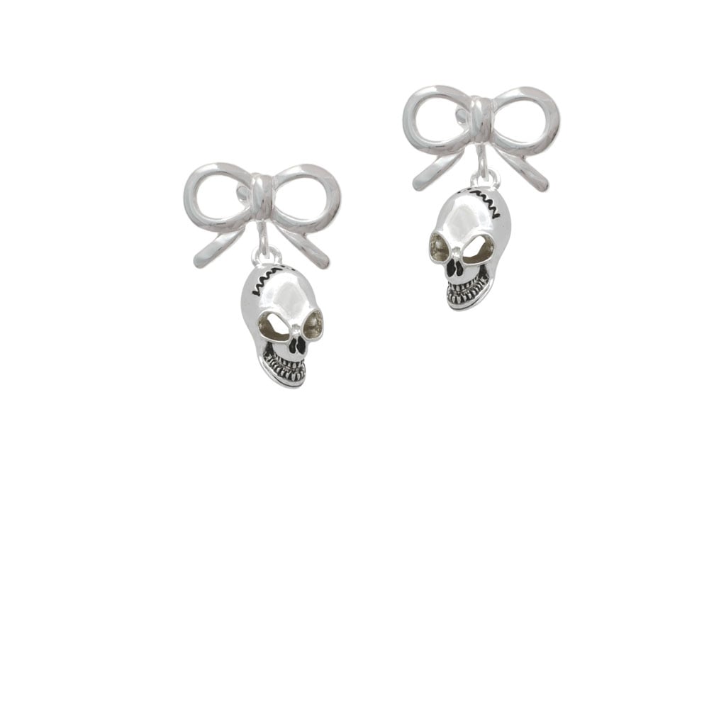 Large Skull Crystal Clip On Earrings Image 9