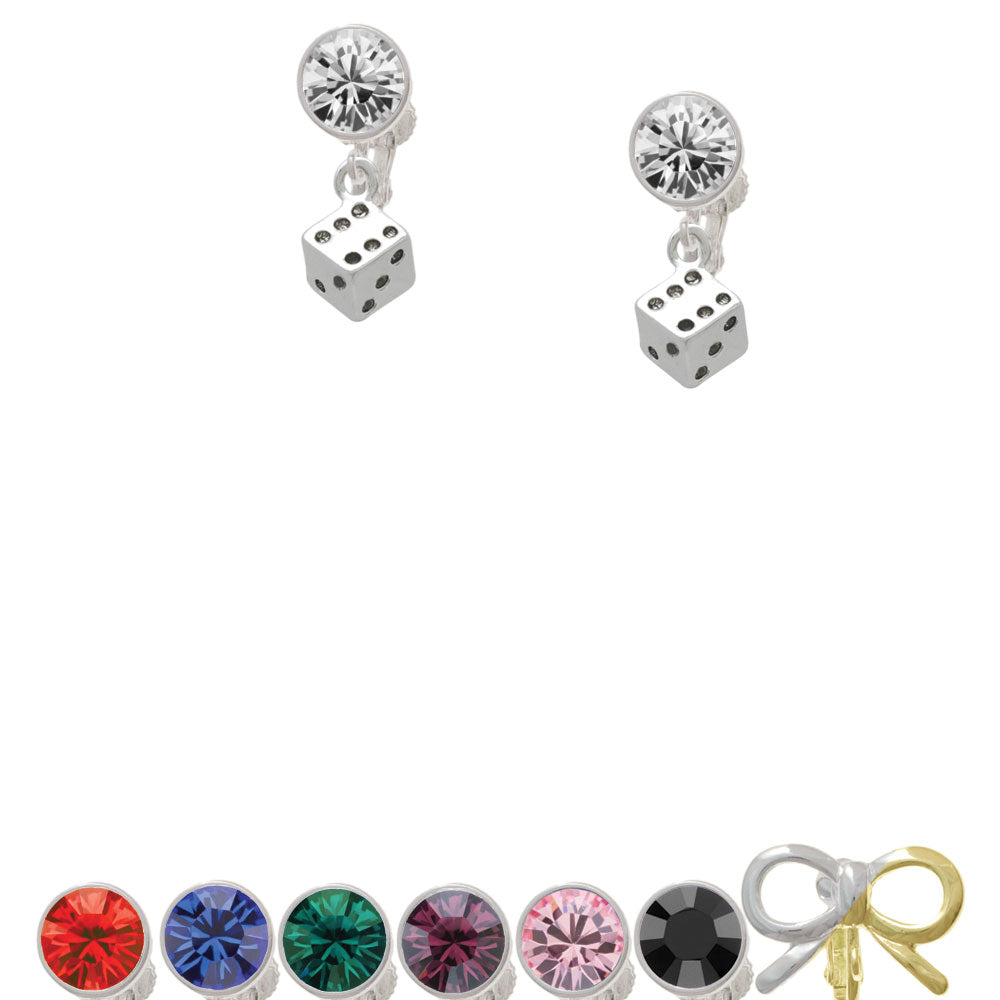 Dice Crystal Clip On Earrings Image 1