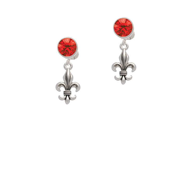 Medium Antiqued Fleur di Lis Crystal Clip On Earrings Image 4