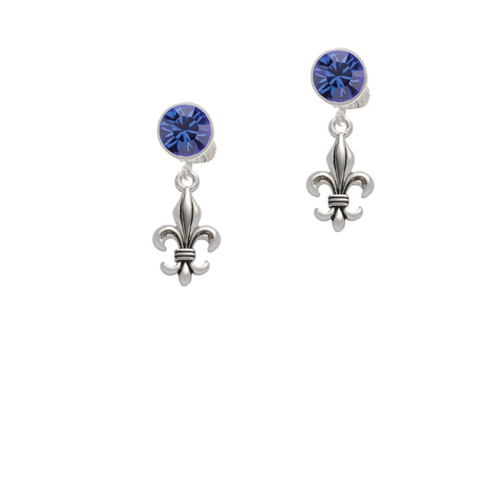 Medium Antiqued Fleur di Lis Crystal Clip On Earrings Image 7