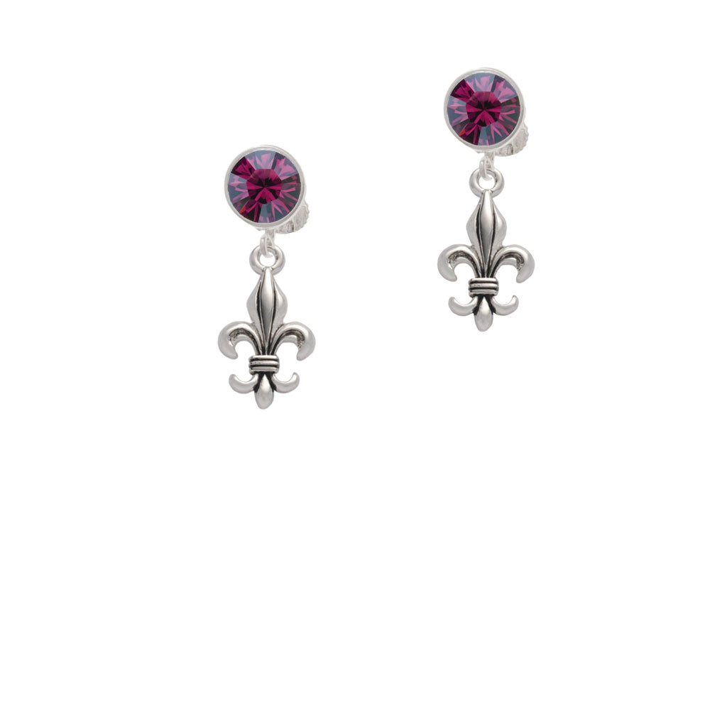 Medium Antiqued Fleur di Lis Crystal Clip On Earrings Image 8