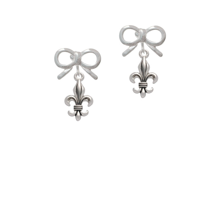 Medium Antiqued Fleur di Lis Crystal Clip On Earrings Image 9