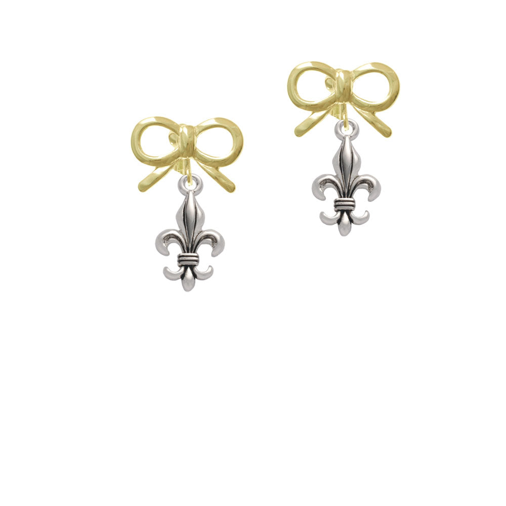 Medium Antiqued Fleur di Lis Crystal Clip On Earrings Image 10