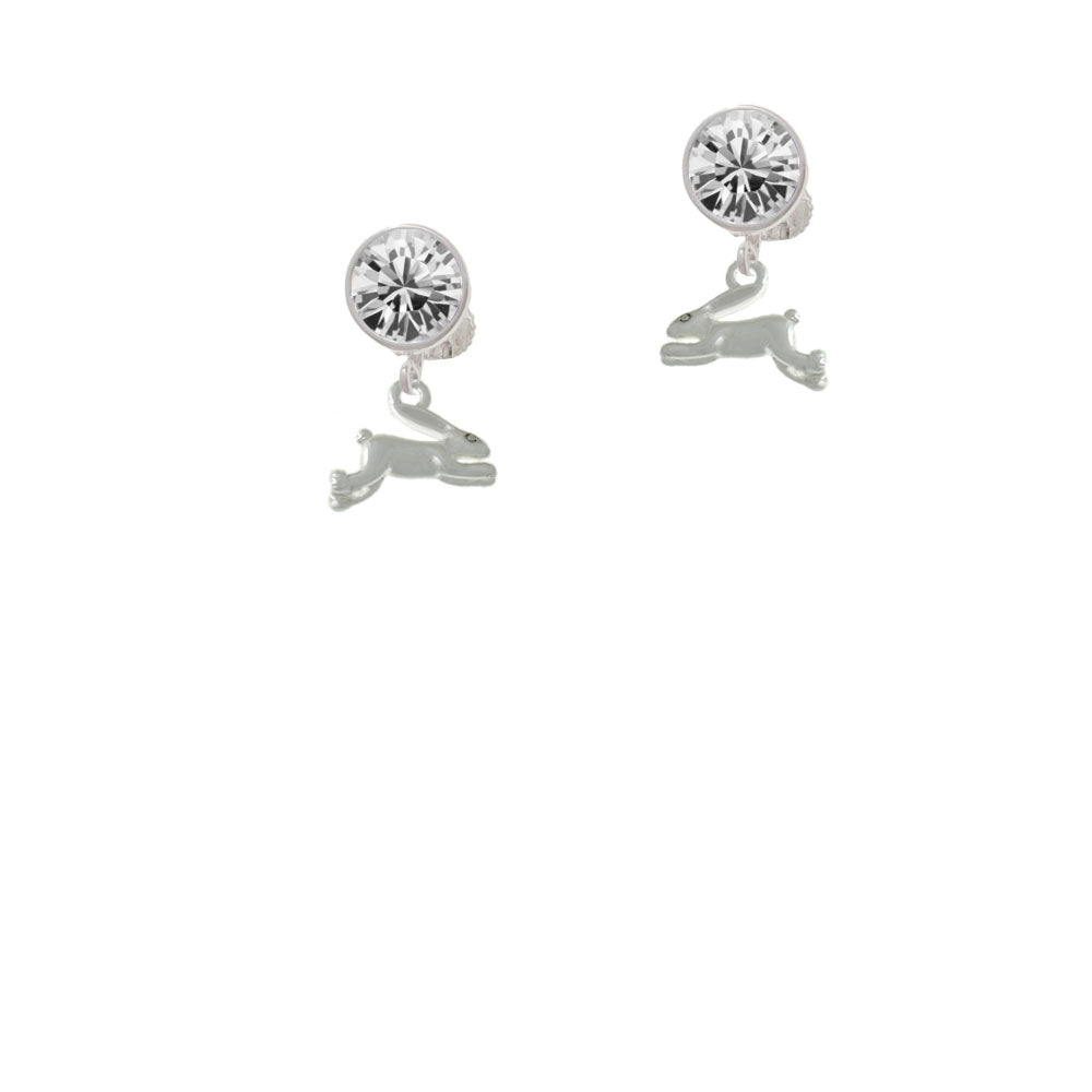 Leaping Rabbit Crystal Clip On Earrings Image 2