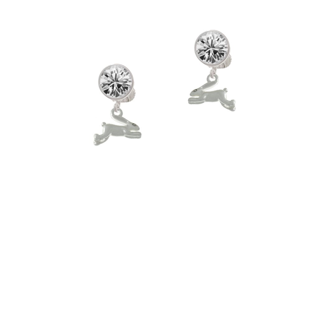 Leaping Rabbit Crystal Clip On Earrings Image 1