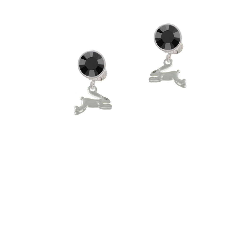 Leaping Rabbit Crystal Clip On Earrings Image 3