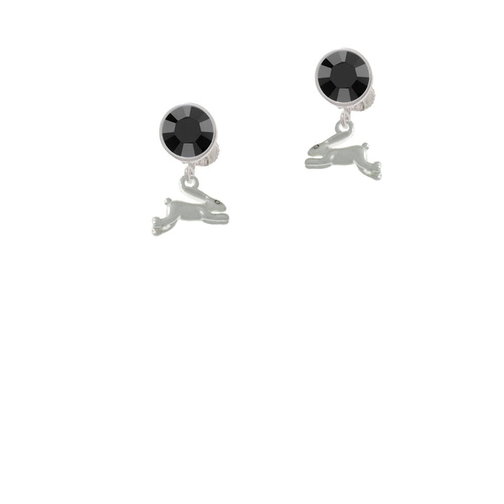 Leaping Rabbit Crystal Clip On Earrings Image 1