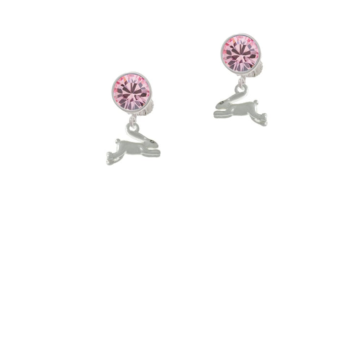 Leaping Rabbit Crystal Clip On Earrings Image 1