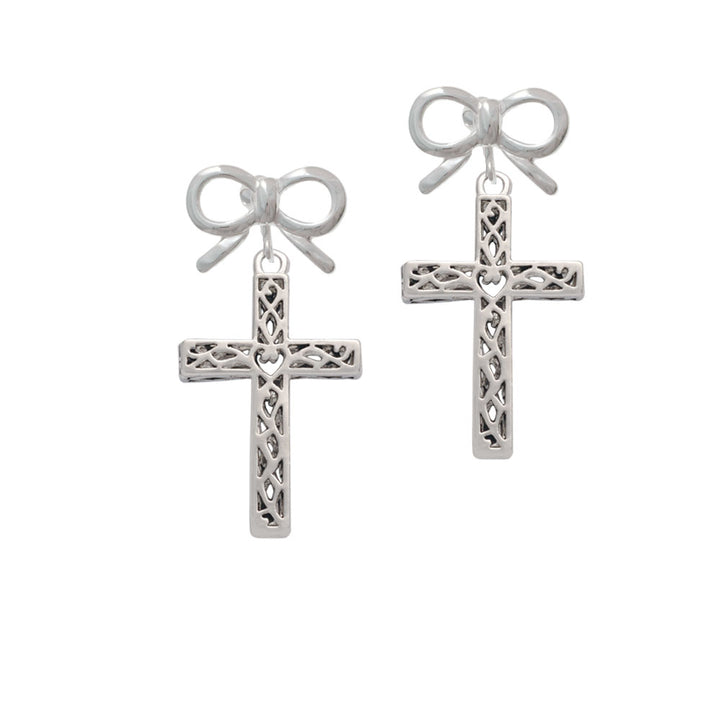 Large Celtic Vine Cross Crystal Clip On Earrings Image 9