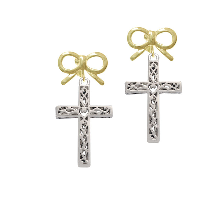 Large Celtic Vine Cross Crystal Clip On Earrings Image 10