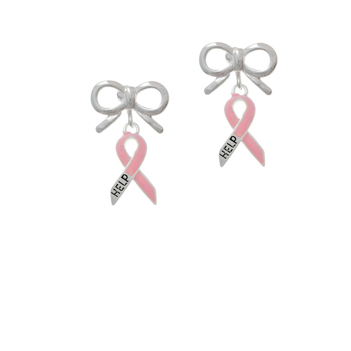 Pink Ribbon Help Crystal Clip On Earrings Image 9