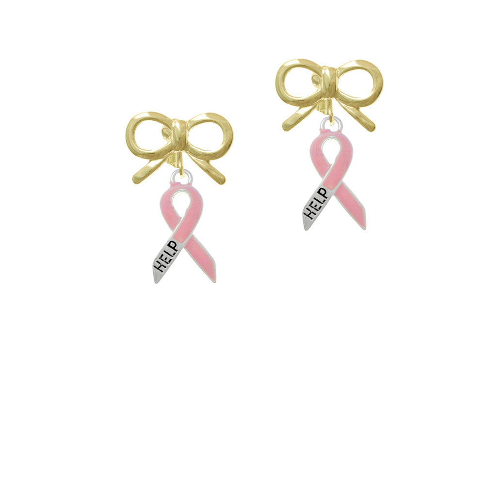 Pink Ribbon Help Crystal Clip On Earrings Image 10