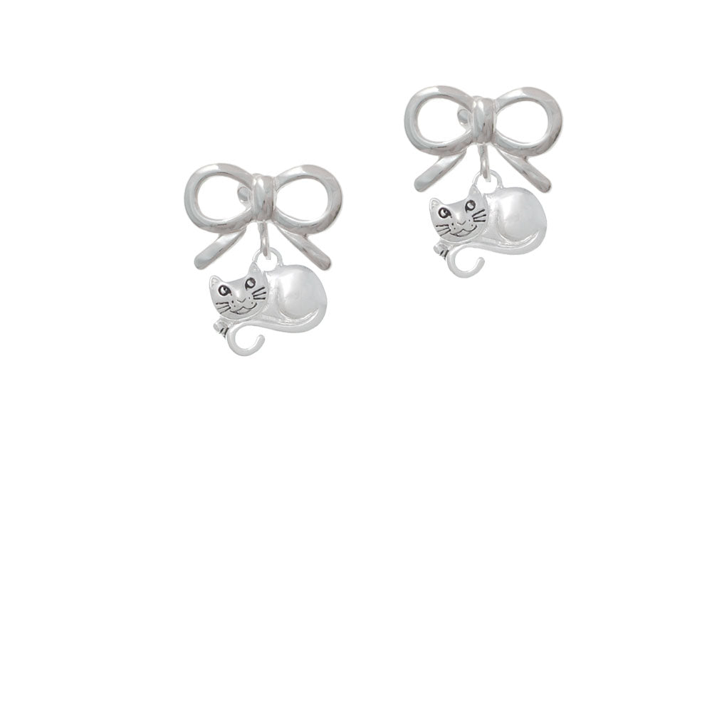 Curled Up Cat Crystal Clip On Earrings Image 9