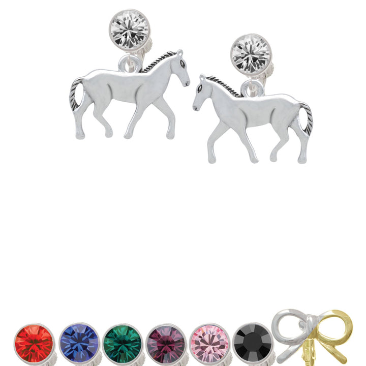 Walking Horse Crystal Clip On Earrings Image 1