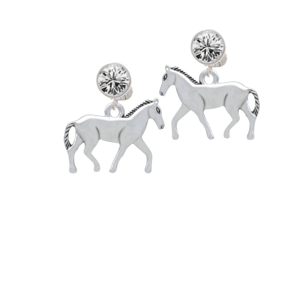 Walking Horse Crystal Clip On Earrings Image 2