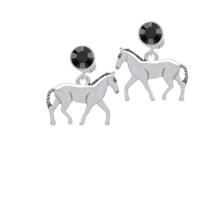 Walking Horse Crystal Clip On Earrings Image 3