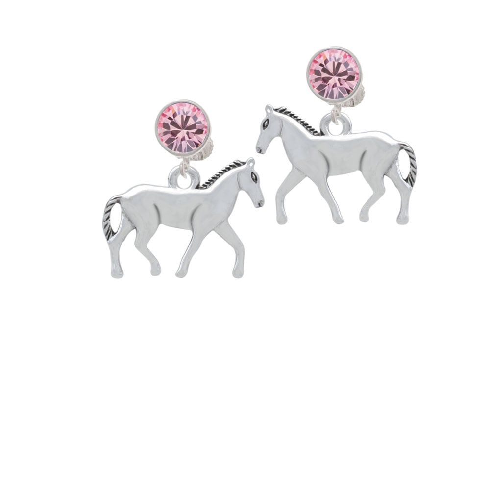 Walking Horse Crystal Clip On Earrings Image 1