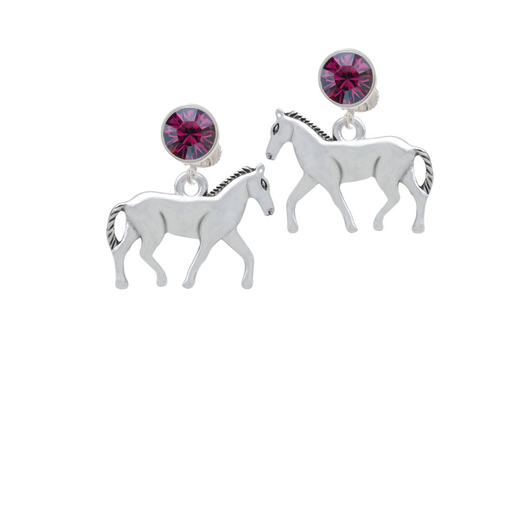 Walking Horse Crystal Clip On Earrings Image 8