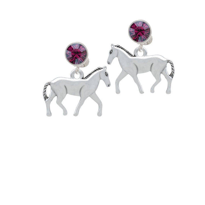 Walking Horse Crystal Clip On Earrings Image 1