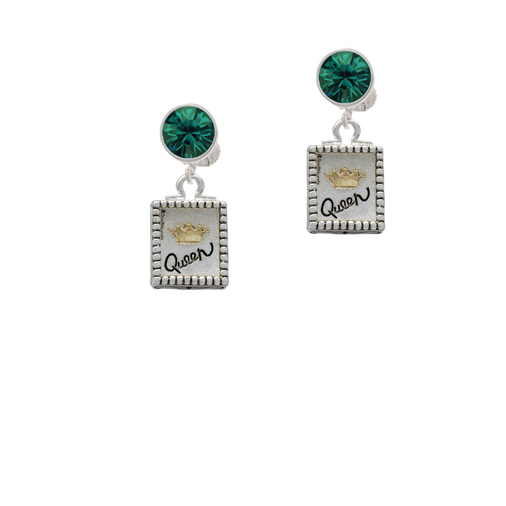 Shadow Box Queen with Gold Tone Crown Crystal Clip On Earrings Image 6